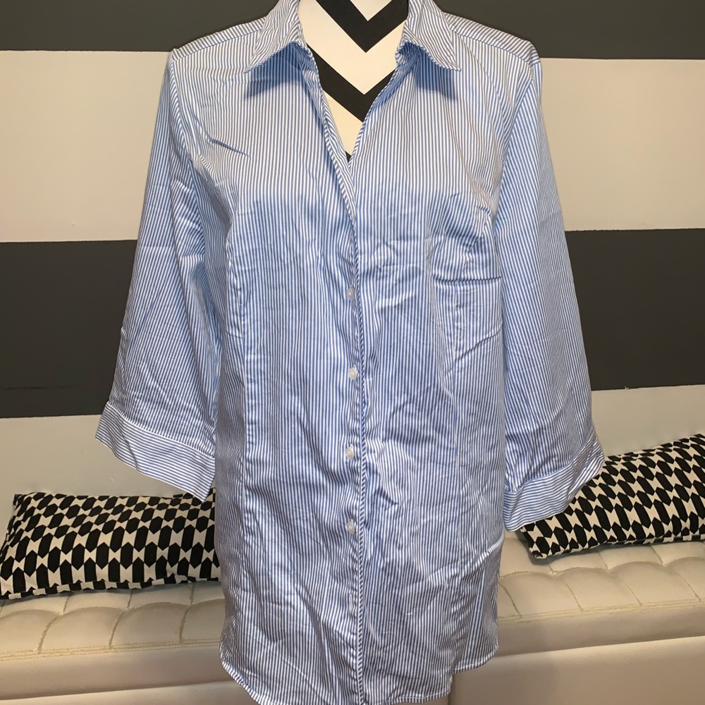 LaneBryant Pin stripe  3 1/4” inch sleeve shirt